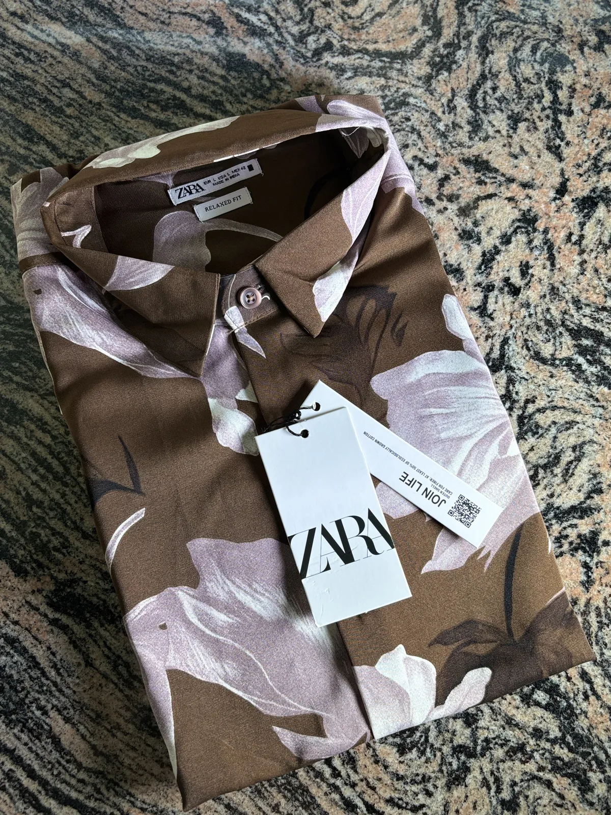 Floral Print Shirt, Brown Blush Leaf